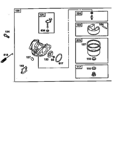Carburetor Diagram and Parts List for 12H800  Briggs and Stratton Engine